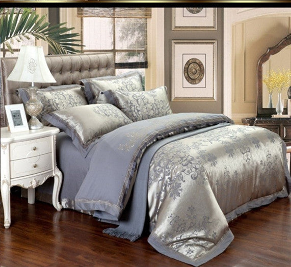 HKM-933587 European Four Piece Satin Jacquard Bedding Set - Pure Cotton Sheet and Quilt Cover for 1.5m to 2.0m Beds