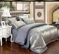HKM-933587 European Four Piece Satin Jacquard Bedding Set - Pure Cotton Sheet and Quilt Cover for 1.5m to 2.0m Beds