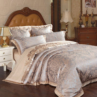 HKM-933587 European Four Piece Satin Jacquard Bedding Set - Pure Cotton Sheet and Quilt Cover for 1.5m to 2.0m Beds