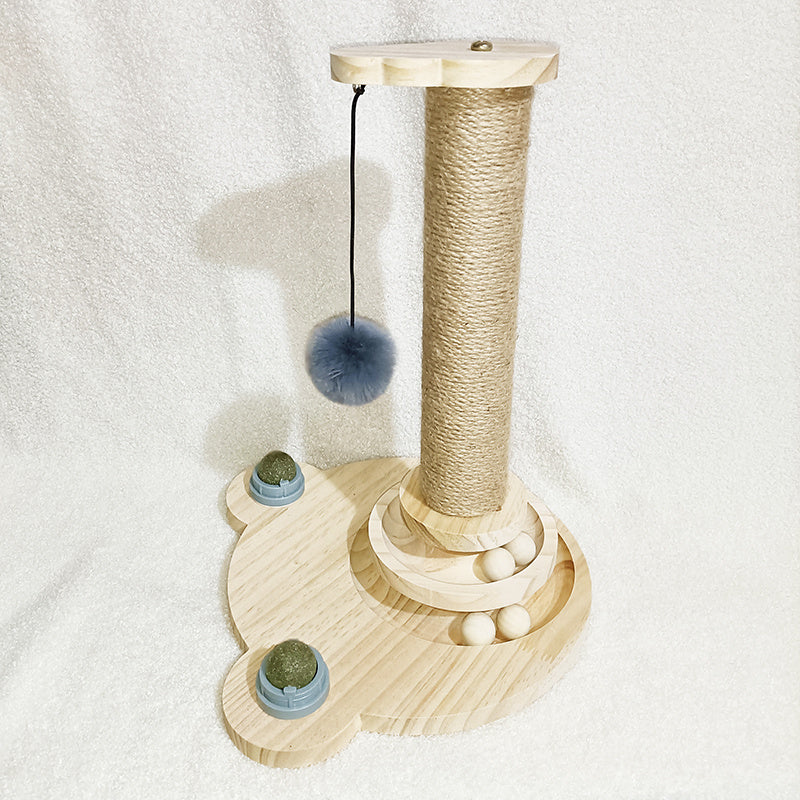 HKM-933715 Cat Toys From Solid Wood Cat Turntable Bite-resistant Funny Cat Stick Cat Supplies