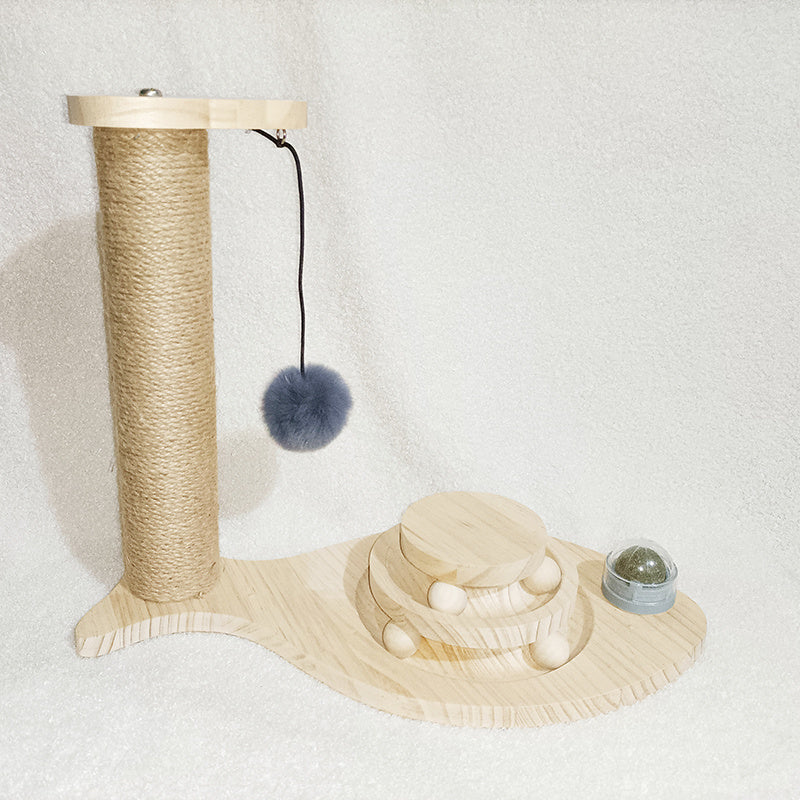 HKM-933715 Cat Toys From Solid Wood Cat Turntable Bite-resistant Funny Cat Stick Cat Supplies
