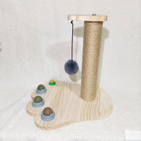 HKM-933715 Cat Toys From Solid Wood Cat Turntable Bite-resistant Funny Cat Stick Cat Supplies