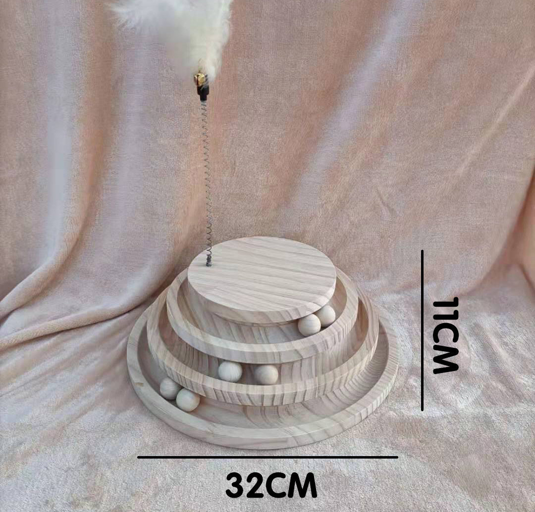 HKM-933715 Cat Toys From Solid Wood Cat Turntable Bite-resistant Funny Cat Stick Cat Supplies