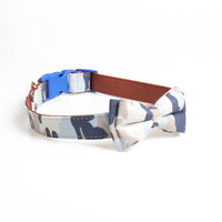 HKM-933779 Bowknot Adjustable Traction Collar for Dogs in Lattice Design, Made of 100% Cotton and PU Leather, Suitable for All Breeds