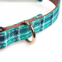 HKM-933779 Bowknot Adjustable Traction Collar for Dogs in Lattice Design, Made of 100% Cotton and PU Leather, Suitable for All Breeds