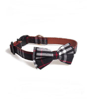 HKM-933779 Bowknot Adjustable Traction Collar for Dogs in Lattice Design, Made of 100% Cotton and PU Leather, Suitable for All Breeds