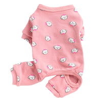 HKM-933779 Cotton Casual Pet Pajamas for Dogs Featuring Bear and Cow Designs in Yellow, Pink, and Blue