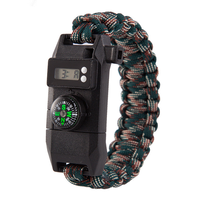 HKM-933779 Multifunctional Outdoor Rope Bracelet with Compass and Fire Starter