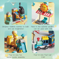 HKM-933843 2 in 1 Building Blocks Set - Assemble a Robot or Train Toy for Kids, Educational Plastic Model, Compatible & Fun
