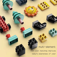HKM-933843 2 in 1 Building Blocks Set - Assemble a Robot or Train Toy for Kids, Educational Plastic Model, Compatible & Fun