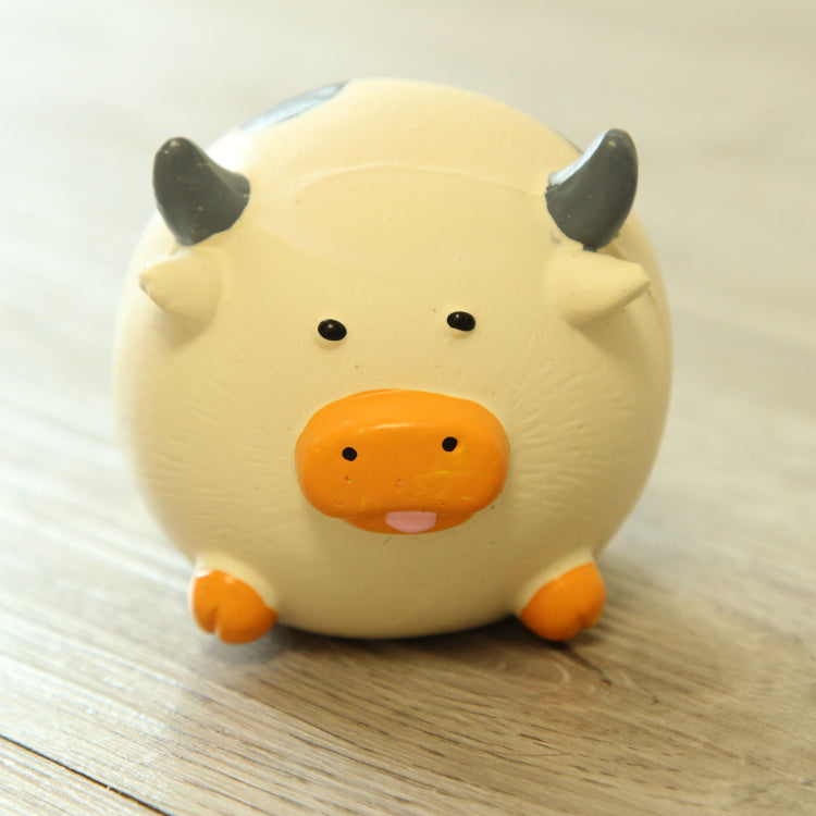 HKM-933907 Natural Latex Dog Toy - Sound-Resistant Teeth Grinding, Available in Cow, Chick, and Pig Designs