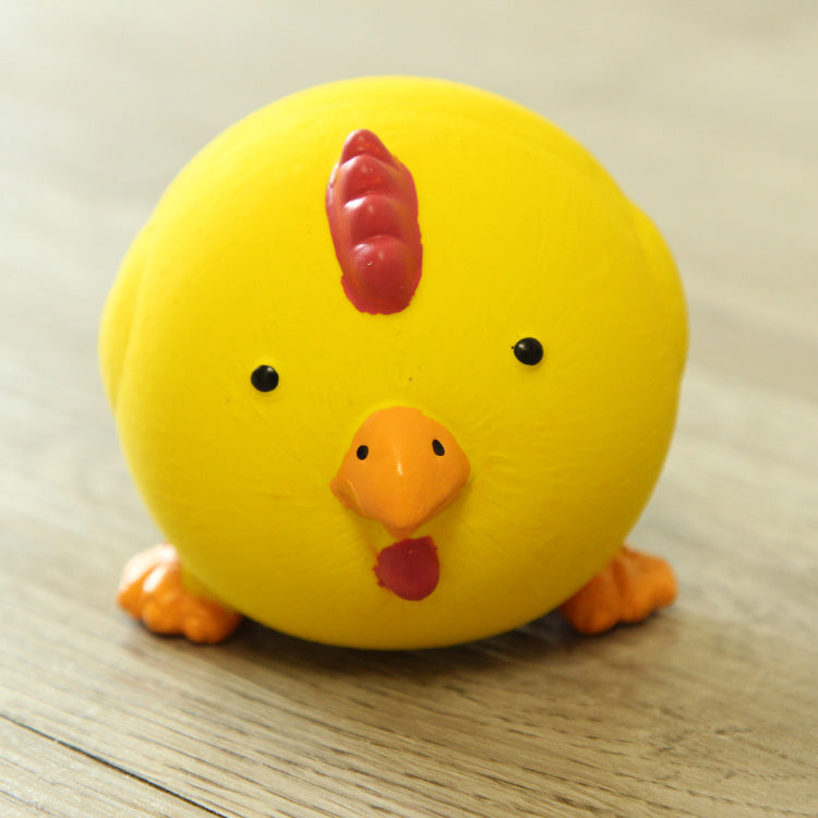 HKM-933907 Natural Latex Dog Toy - Sound-Resistant Teeth Grinding, Available in Cow, Chick, and Pig Designs