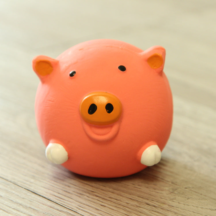 HKM-933907 Natural Latex Dog Toy - Sound-Resistant Teeth Grinding, Available in Cow, Chick, and Pig Designs