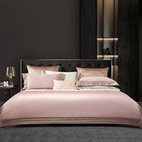 HKM-934035 Light Luxury Solid 140 Thread Count Pima Cotton Four Piece Bedding Set