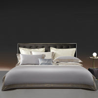 HKM-934035 Light Luxury Solid 140 Thread Count Pima Cotton Four Piece Bedding Set