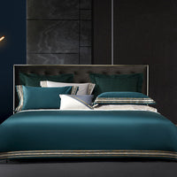 HKM-934035 Light Luxury Solid 140 Thread Count Pima Cotton Four Piece Bedding Set