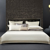HKM-934035 Light Luxury Solid 140 Thread Count Pima Cotton Four Piece Bedding Set