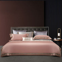HKM-934035 Light Luxury Solid 140 Thread Count Pima Cotton Four Piece Bedding Set