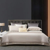 HKM-934035 Light Luxury Solid 140 Thread Count Pima Cotton Four Piece Bedding Set