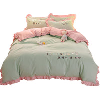 HKM-934099 Brushed Cotton Summer Cartoon Quilt Set - 4-Piece Bedding Collection for 1.5m to 2.0m Beds