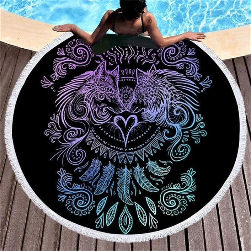 HKM-934163 Wolf Head Digital Print Microfiber Blanket, 150x150 cm & 180x180 cm, Polyester Fiber