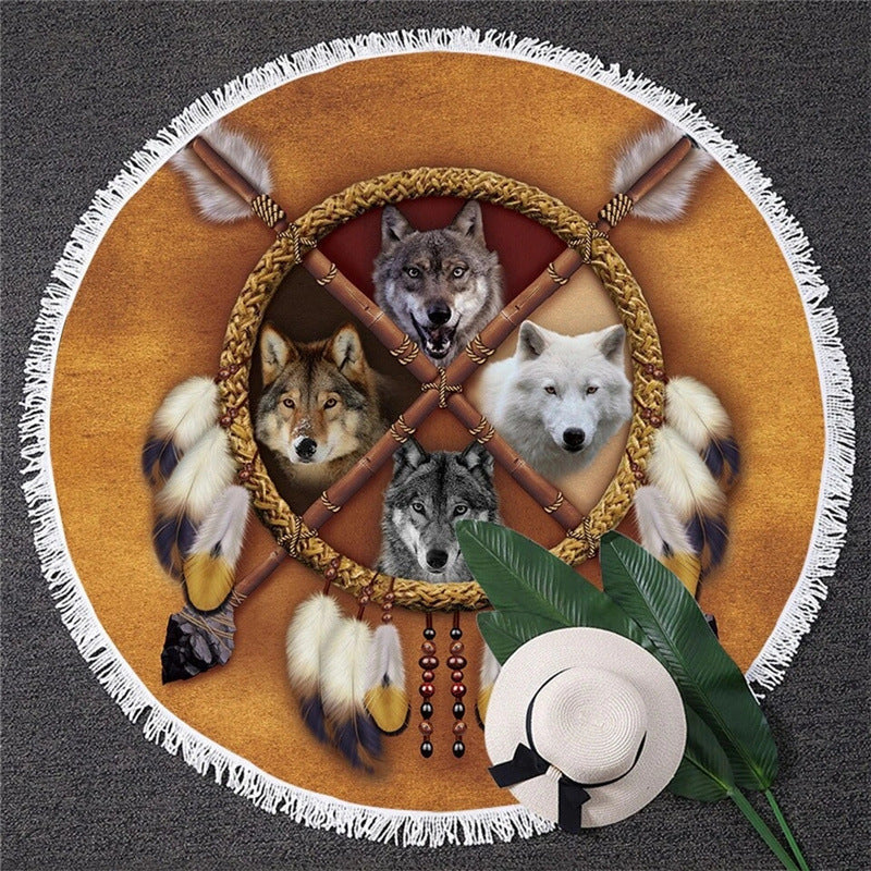 HKM-934163 Wolf Head Digital Print Microfiber Blanket, 150x150 cm & 180x180 cm, Polyester Fiber