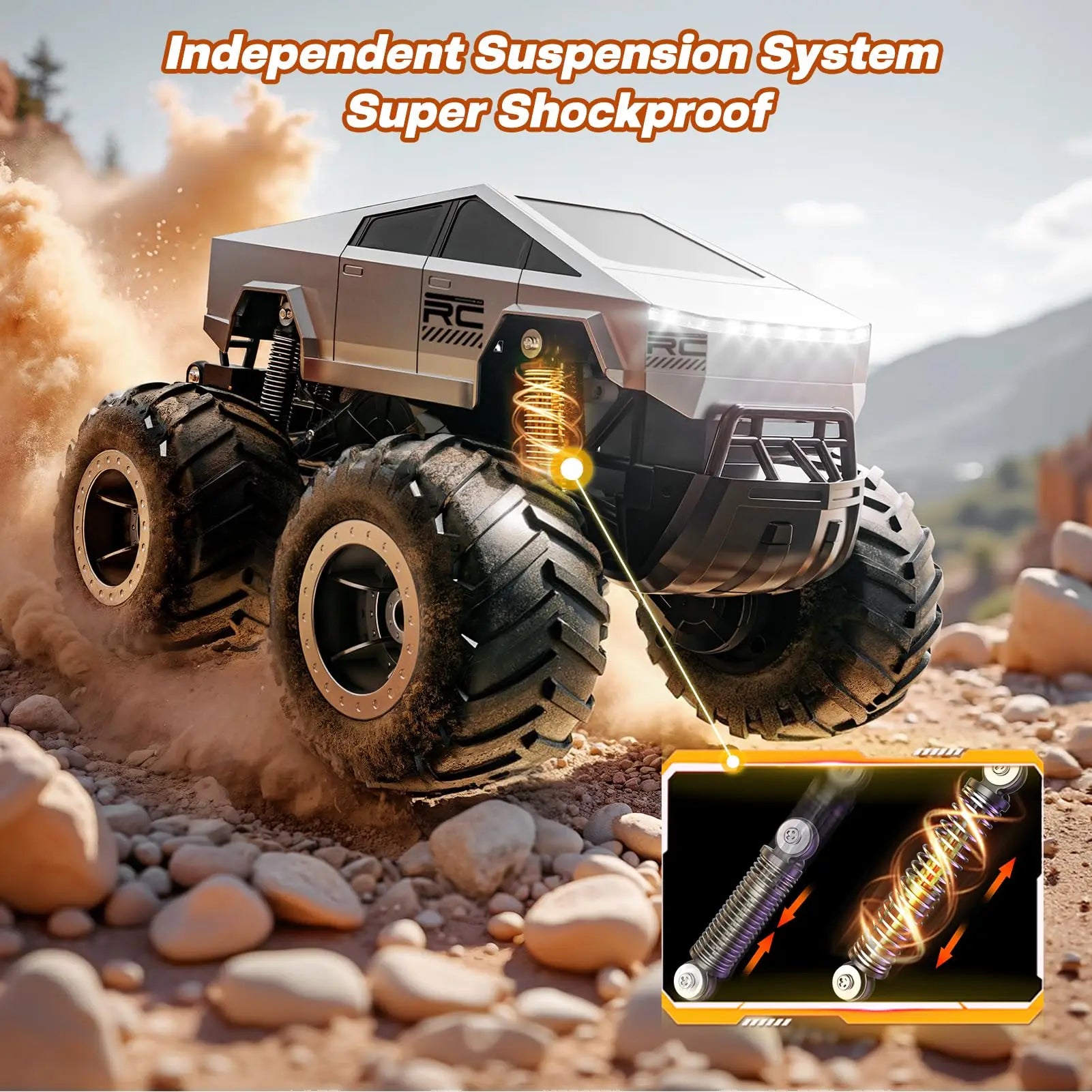 HKM-934227 Amphibious Remote Control Tesla Cybertruck for Kids - 4-Channel Electric Off-Road RC Vehicle