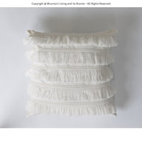 HKM-934227 Nordic Style Plaid Cotton and Linen Pillow Cover with Tassels - Multiple Color Options