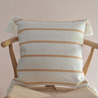 HKM-934227 Nordic Style Plaid Cotton and Linen Pillow Cover with Tassels - Multiple Color Options