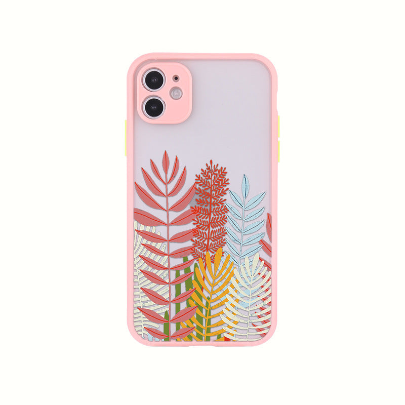 HKM-934355 Sunset Hills Forest Relief Anti-Fall TPU Phone Case for iPhone
