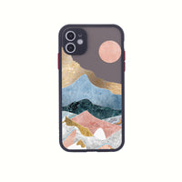 HKM-934355 Sunset Hills Forest Relief Anti-Fall TPU Phone Case for iPhone