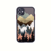 HKM-934355 Sunset Hills Forest Relief Anti-Fall TPU Phone Case for iPhone
