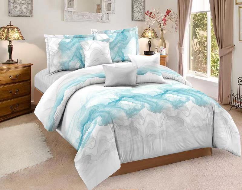 HKM-934419 Abstract Art Ink Quilt Cover Set with Pillow Cases in Various Sizes