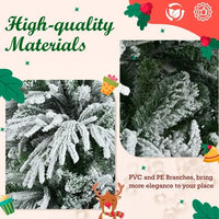 HKM-934547 6FT Pre-Lit Artificial Snow Flocked Christmas Tree with 300 Multi-Color LED Lights and 8 Flashing Modes