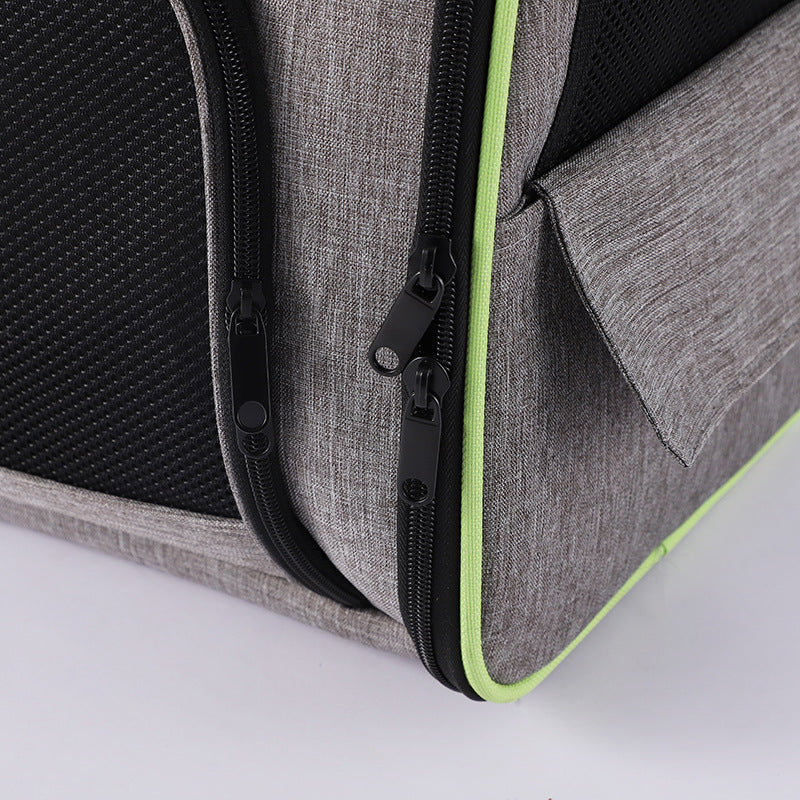 HKM-934547 Large Capacity Portable Pet Backpack - Breathable Oxford Cloth Handbag in Gray and Black