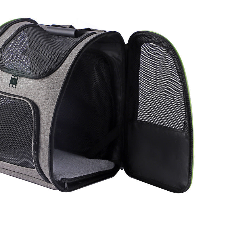 HKM-934547 Large Capacity Portable Pet Backpack - Breathable Oxford Cloth Handbag in Gray and Black