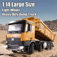 HKM-934675 1/14 Scale Heavy-Duty Remote Control Dump Truck with Lights for Indoor and Outdoor Use