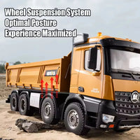 HKM-934675 1/14 Scale Heavy-Duty Remote Control Dump Truck with Lights for Indoor and Outdoor Use