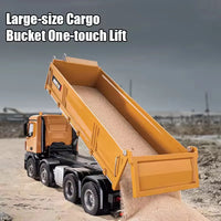 HKM-934675 1/14 Scale Heavy-Duty Remote Control Dump Truck with Lights for Indoor and Outdoor Use