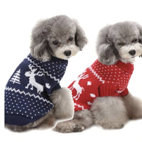 HKM-934675 Christmas Elk Reindeer Sweater for Small to Extra Large Dogs in Blue and Red