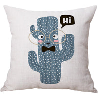 HKM-934803 Linen Cotton Blend Pillowcase - 45x45cm, White, Digital Print Design