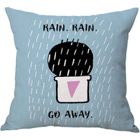 HKM-934803 Linen Cotton Blend Pillowcase - 45x45cm, White, Digital Print Design