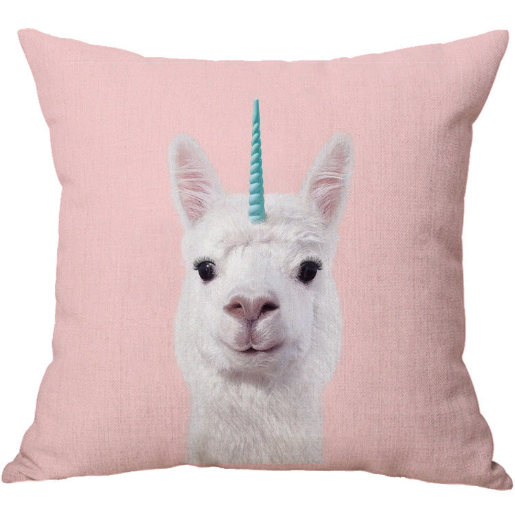 HKM-934803 Linen Cotton Blend Pillowcase - 45x45cm, White, Digital Print Design