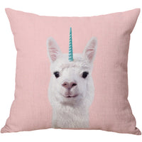 HKM-934803 Linen Cotton Blend Pillowcase - 45x45cm, White, Digital Print Design