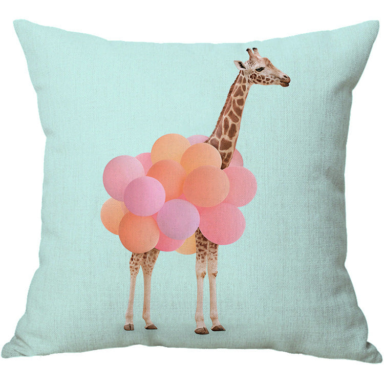 HKM-934803 Linen Cotton Blend Pillowcase - 45x45cm, White, Digital Print Design