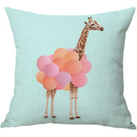 HKM-934803 Linen Cotton Blend Pillowcase - 45x45cm, White, Digital Print Design