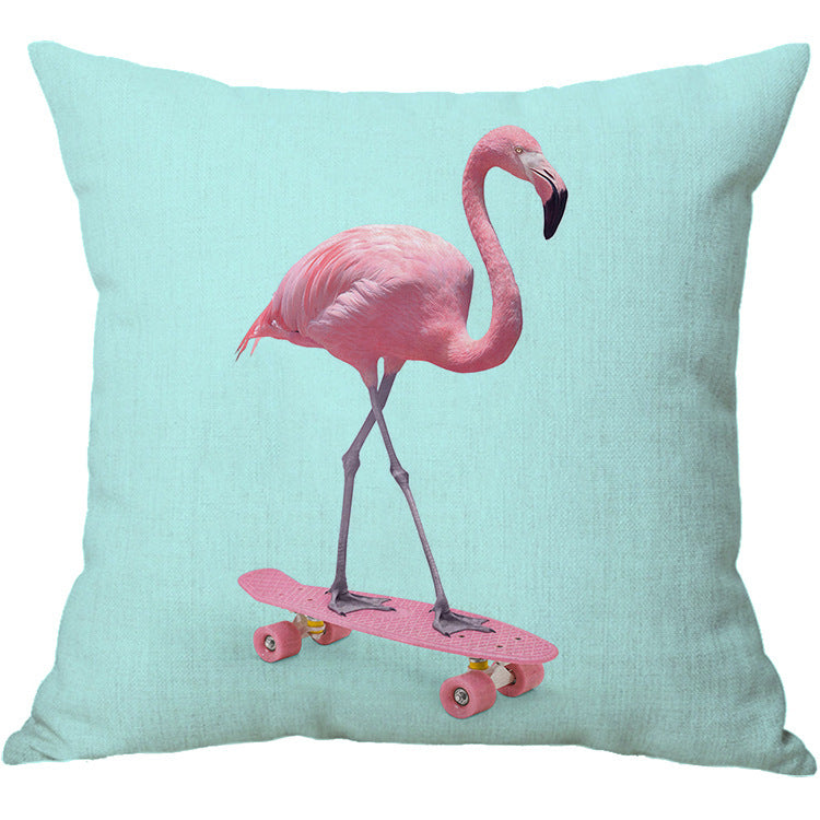 HKM-934803 Linen Cotton Blend Pillowcase - 45x45cm, White, Digital Print Design