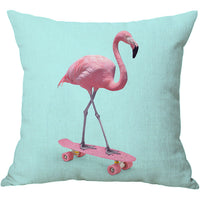 HKM-934803 Linen Cotton Blend Pillowcase - 45x45cm, White, Digital Print Design