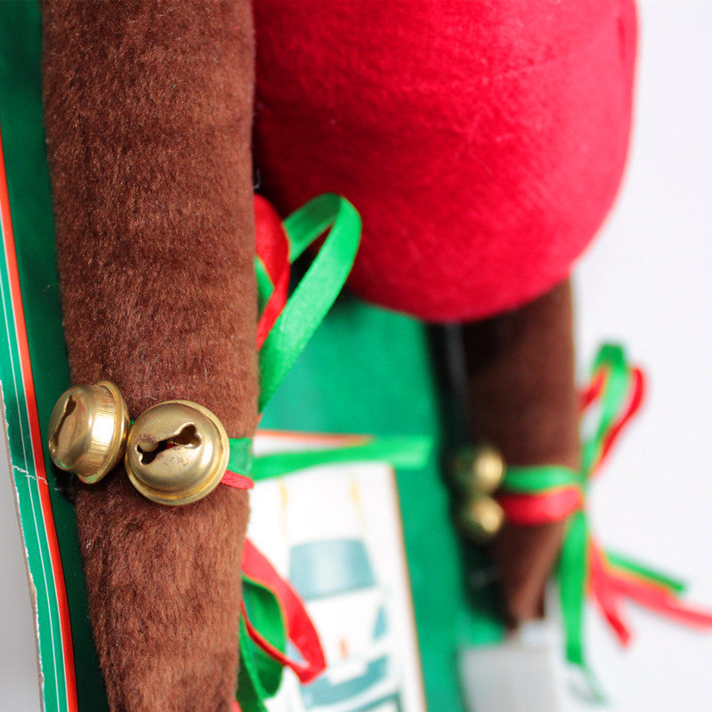HKM-934867 Khaki Flannel Christmas Antlers Car Decorations - 44 x 14 cm