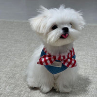 HKM-934995 Western Denim Bow Scarf for Pets - Spring and Autumn Style
